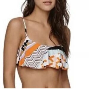 VOLCOM PARTY CRASHER Crop BIKINI SWIM TOP ORANGE WHITE XL NEW! $44. 1187
